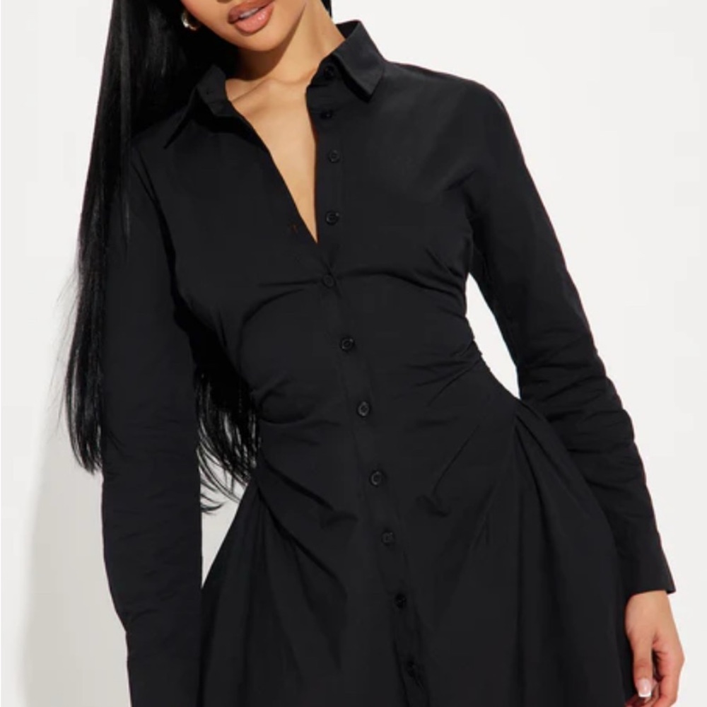 Elegant Black Button-Up Dress